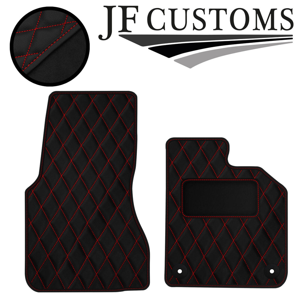 RED DIAMOND STITCH VINYL 2X TAILORED FLOOR CARPET FOR SMART FORTWO 453 14-21