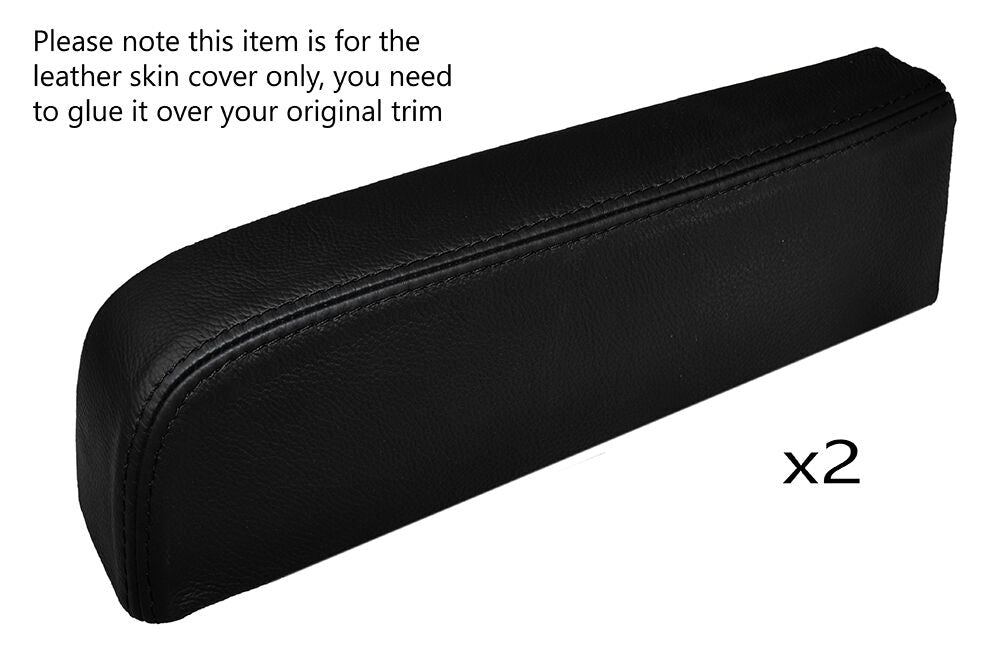 BLACK STITCH 2X FRONT DOOR ARMREST LEATHER SKIN COVERS FITS NISSAN PATROL Y61