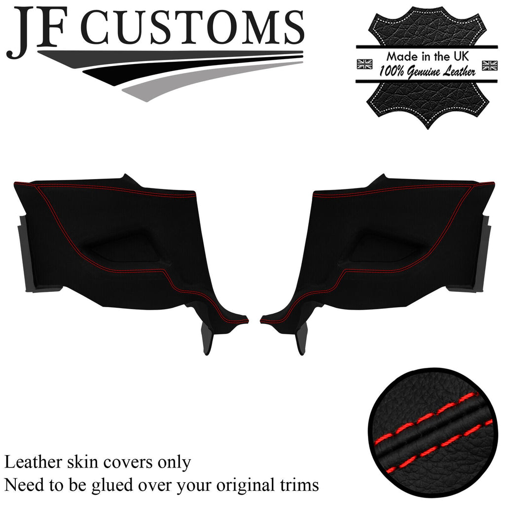 RED STITCH 2X REAR QUARTER DOOR PANEL LEATHER COVERS FITS FORD MUSTANG 10-14