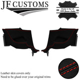 RED STITCH 2X REAR QUARTER DOOR PANEL LEATHER COVERS FITS FORD MUSTANG 10-14