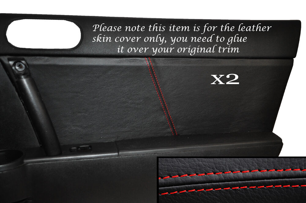RED STITCH 2X DOOR CARD TRIM LEATHER COVERS FITS MAZDA MX5 MK3 2005-2014