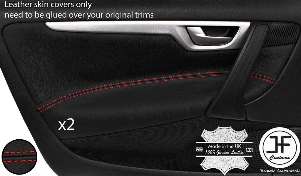 RED STITCHING 2X FRONT DOOR CARD TRIM LEATHER COVERS FITS VOLVO V70 S60 01-07