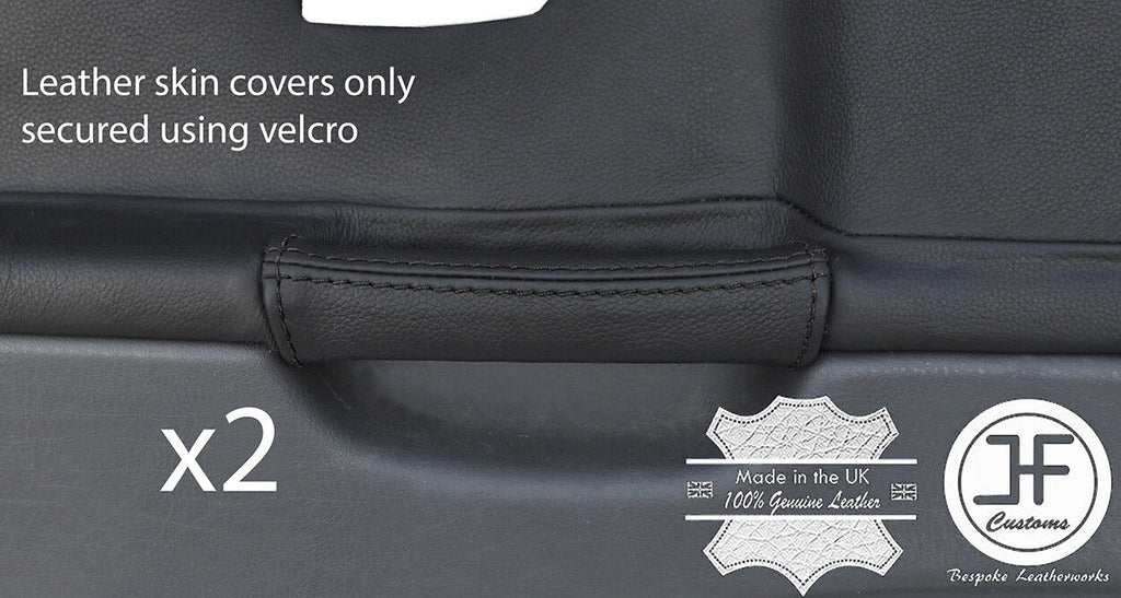 BLACK STITCH 2X REAR DOOR HANDLE LEATHER COVERS FITS BMW E36 SALOON TOURING