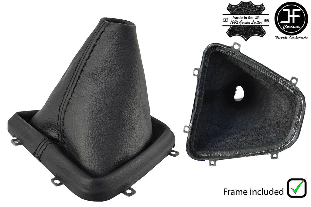 BLACK STITCH LEATHER GEAR GAITER WITH PLASTIC FRAME FOR FREELANDER 2 LR2 06-14