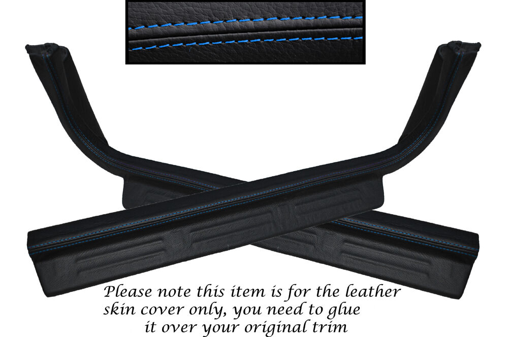 BLUE STITCH 2X DOOR SILL TRIM SKIN COVERS FITS SUBARU IMPREZA WRX STI 93-00