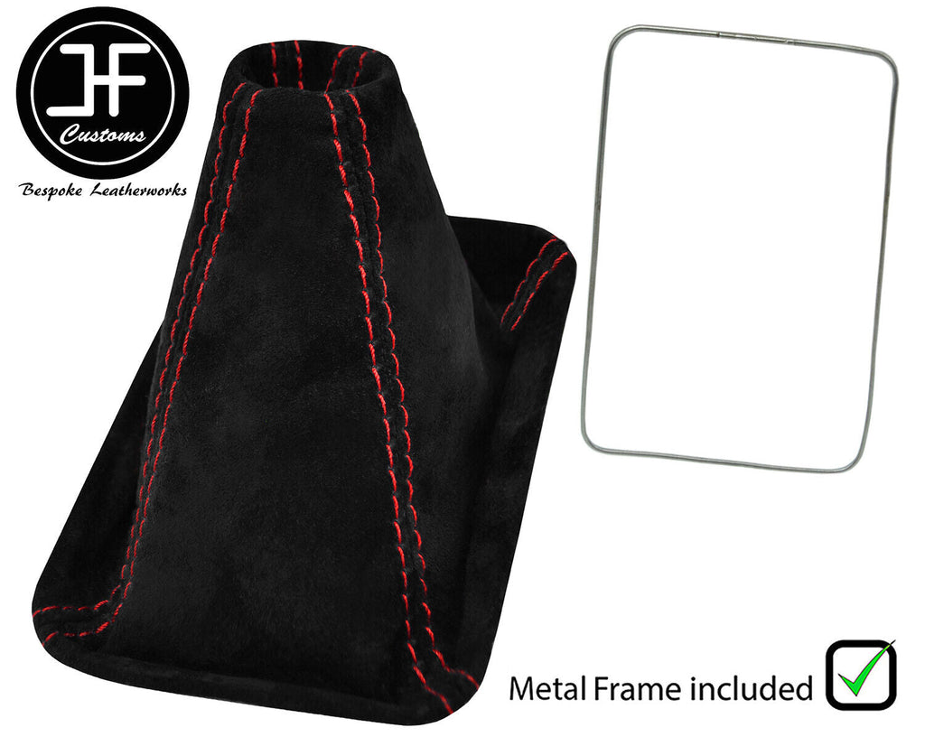 RED STITCH SUEDE GEAR GAITER + METAL FRAME FOR TOYOTA MR2 MK1 AW11 1985-1989