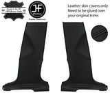BLACK STITCH 2X LOWER B PILLAR REAL LEATHER COVERS FITS AUDI Q5 2008-2015