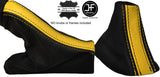 BLACK & YELLOW REAL LEATHER GEAR & HANDBRAKE GAITER FITS FORD MUSTANG 2015-2017