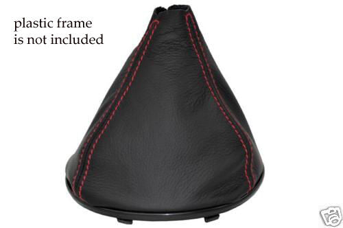 FITS FIAT 500 ABARTH GEAR GAITER SHIFT BOOT BLACK REAL LEATHER RED STITCHING