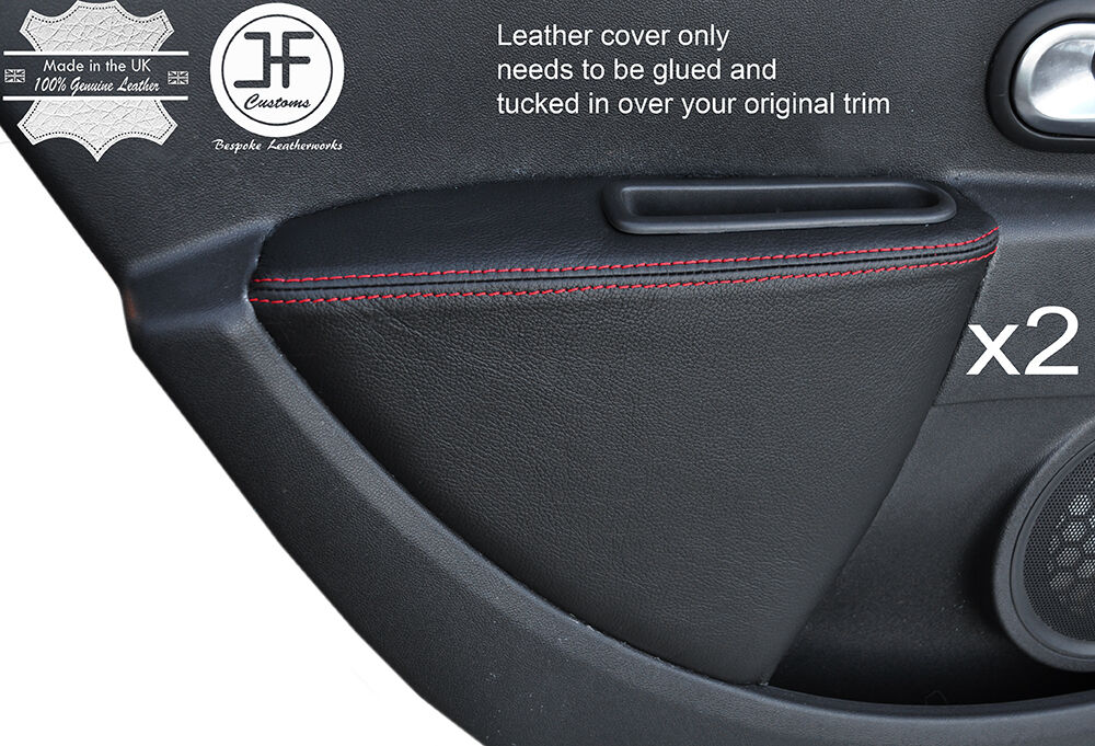 RED STITCH 2X REAR DOOR CARD ARMREST SKIN COVER FITS RENAULT CLIO MK4 06-12