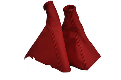 FITS ASTRA G MK4 RED LEATHER GEAR SHIFTER HANDBRAKE GAITER CUSTOM NEW MADE IN UK