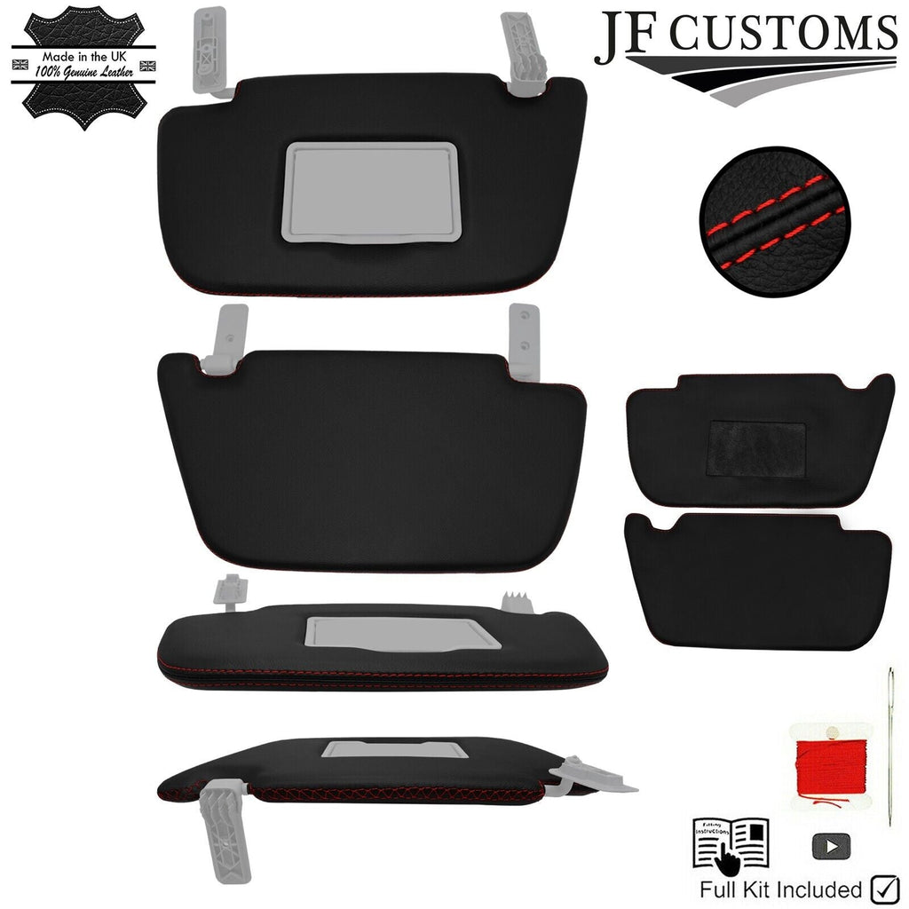 RED CROSS STITCH 2X SUN VISOR LEATHER COVERS FOR MERCEDES VANEO W414 02-05