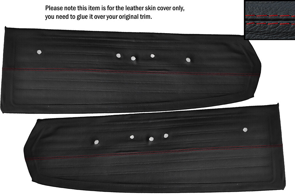 RED STITCH 2X FRONT DOOR CARD TRIM SKIN COVERS FITS FORD MUSTANG 1968 CUSTOM NEW