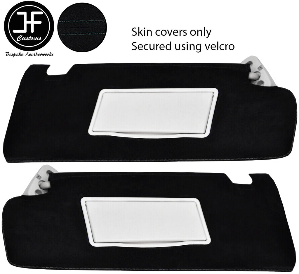 BLACK STITCHING 2X SUN VISORS SUEDE COVERS FITS LAND ROVER DISCOVERY 4 09-16