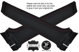 RED STITCH 2X LOWER B PILLAR LEATHER COVERS FITS FORD ESCORT MK4 5 DOOR