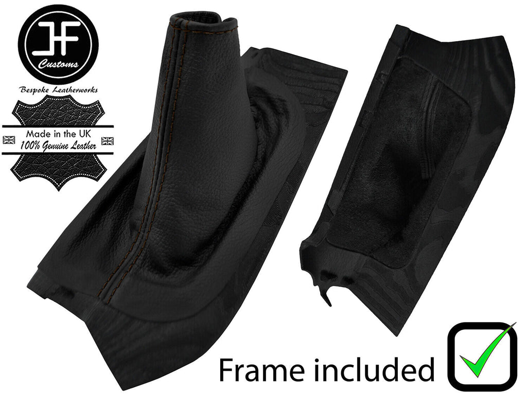 BROWN STITCH LEATHER HANDBRAKE GAITER+PLASTIC FRAME FOR VOLVO S60 2001-2007