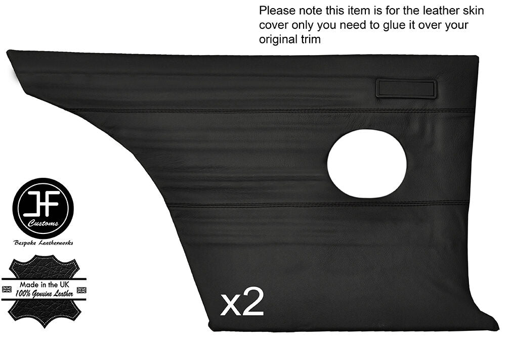 BLACK STITCH 2X FULL REAR DOOR CARD LEATHER COVERS FITS FORD CORTINA MK2 1600E