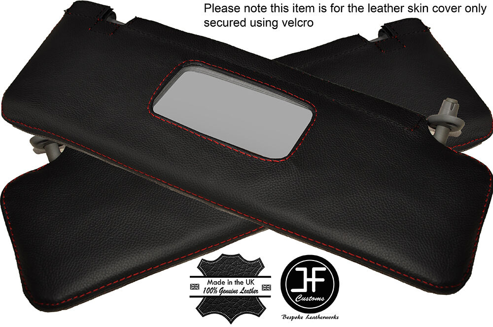 RED STITCHING 2X SUN VISORS LEATHER COVERS FITS MERCEDES 190 W201 1982-1993