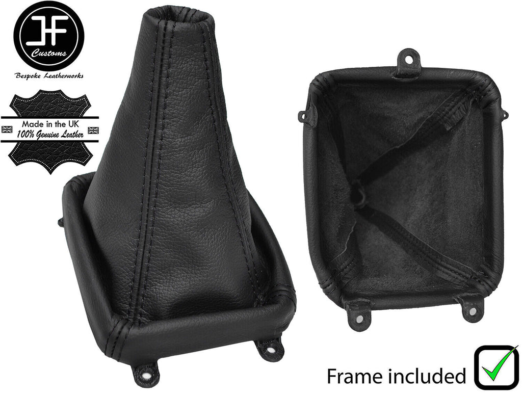 BLACK STITCH LEATHER GEAR GAITER+PLASTIC FRAME FOR MITSUBISHI PAJERO MK3 00-06