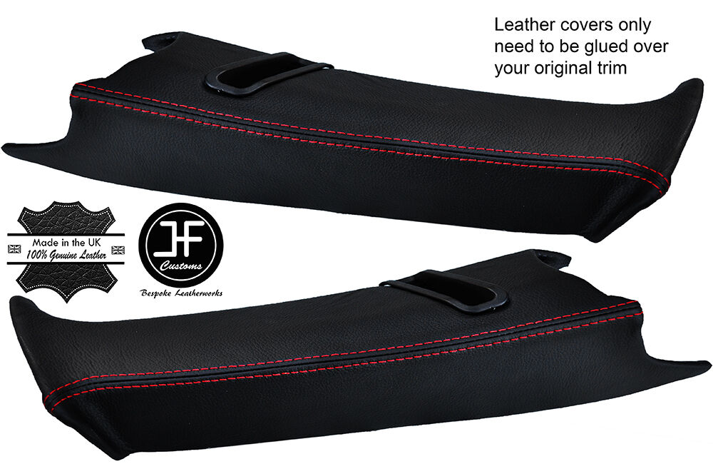 RED STITCH 2X REAR C PILLAR LEATHER COVERS FOR BMW E39 96-03 ESTATE TOURING