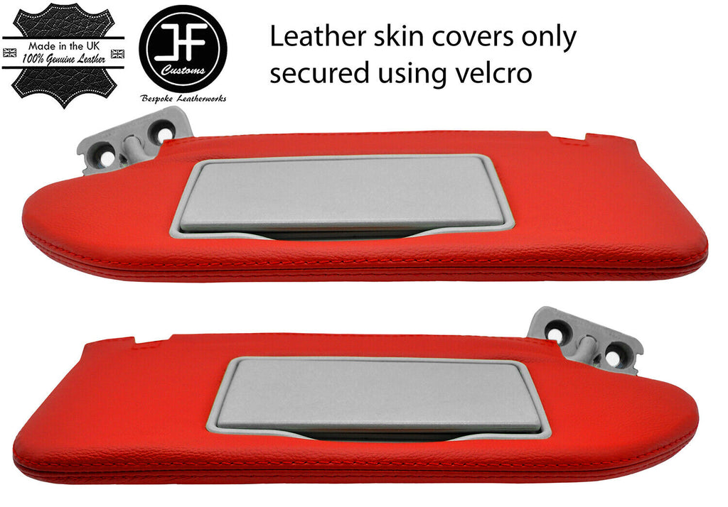 RED REAL LEATHER 2X SUN VISORS COVERS FITS VOLVO V70 MK2 2000-2007 CUSTOM NEW