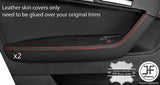 RED STITCH 2X FRONT DOOR HANDLE ARMREST LEATHER COVER FOR AUDI A3 04-12 5DOOR