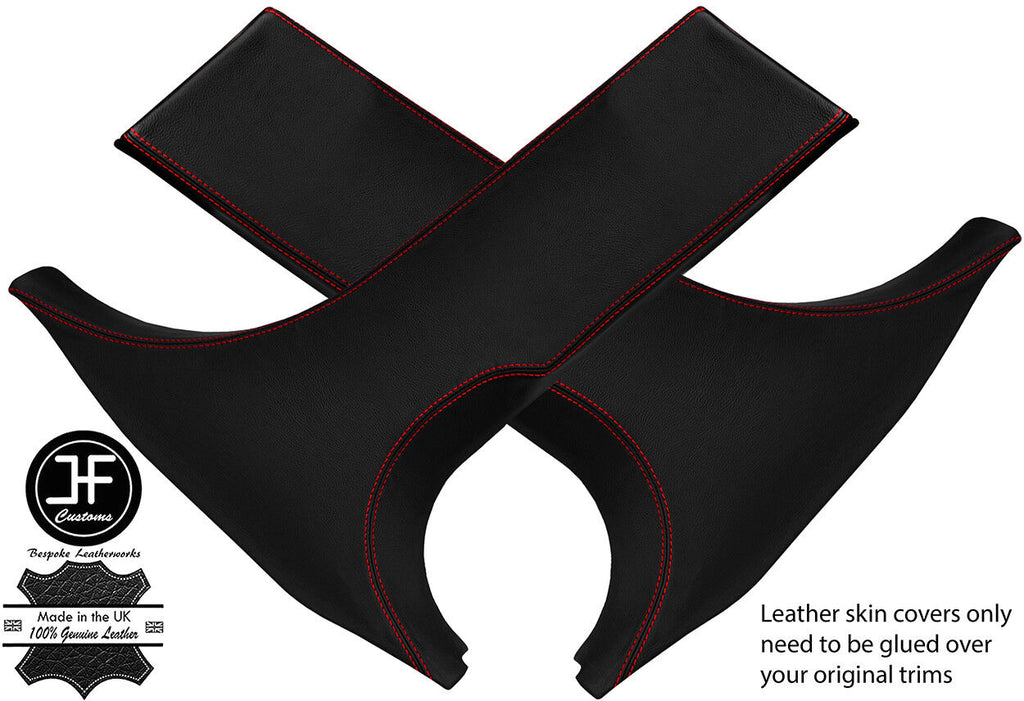 RED STITCH 2X LOWER B PILLAR LEATHER COVERS FITS BMW 3 SERIES F30 F31 11-18