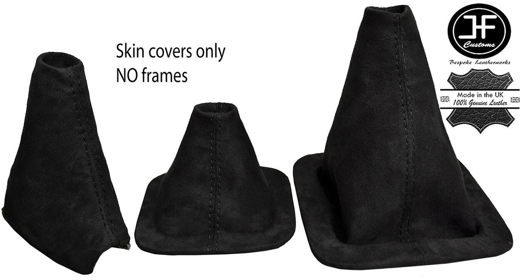 BLACK STITCH REAL SUEDE 3X GAITER SET FITS LAND ROVER DISCOVERY D200 D300 95-04
