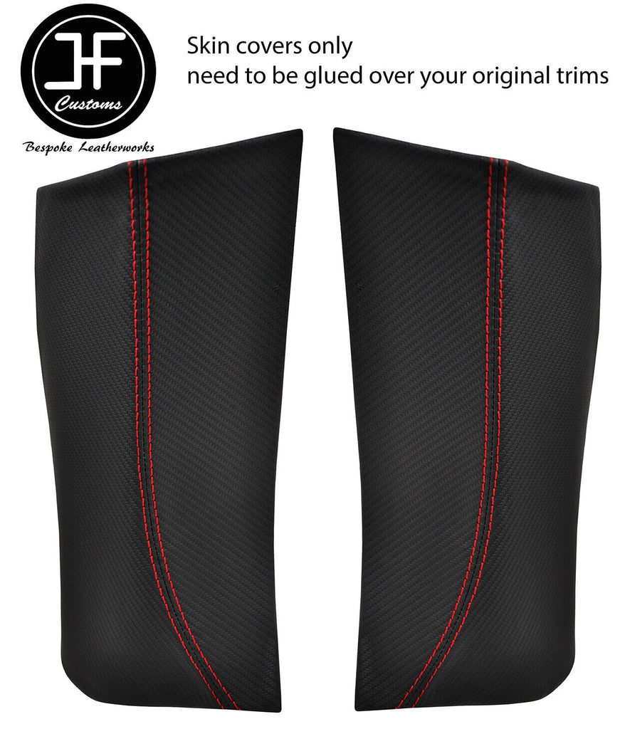 RED STITCH 2X REAR C PILLAR CARBON VINYL COVERS FOR TOYOTA GT86 SUBARU BRZ