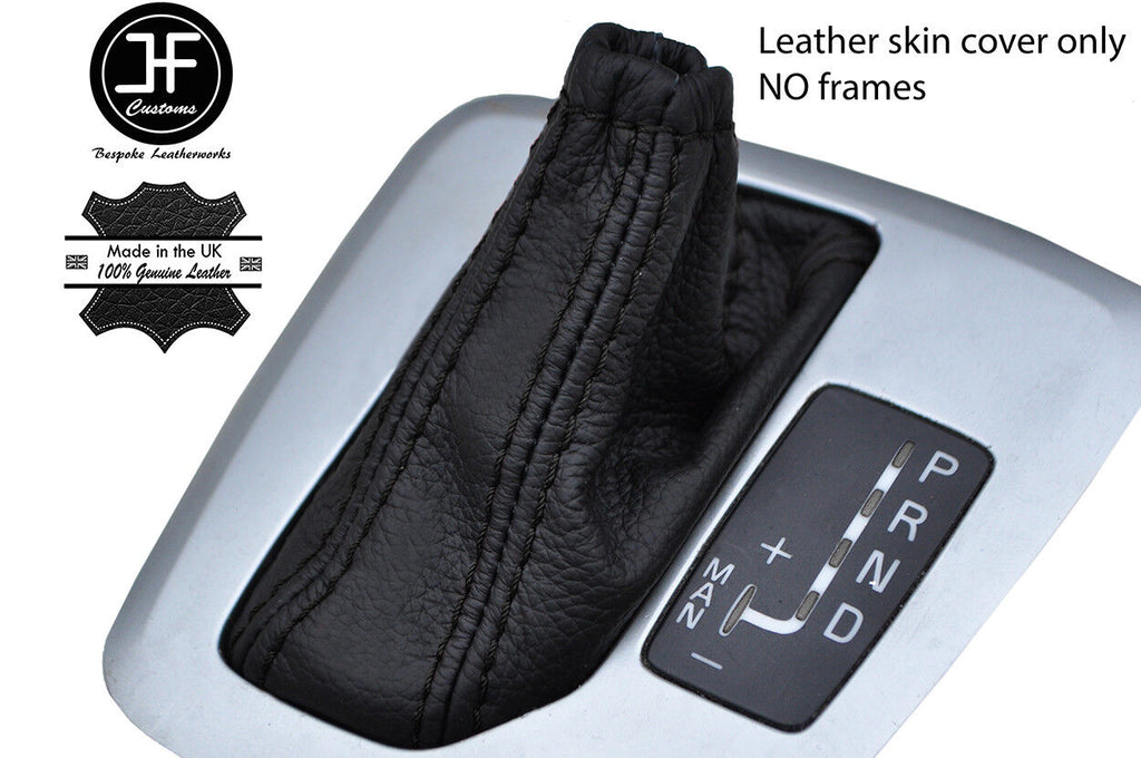 BLACK STITCH TOP GRAIN LEATHER AUTO AUTOMATIC GEAR GAITER FOR VOLVO XC90 02-14