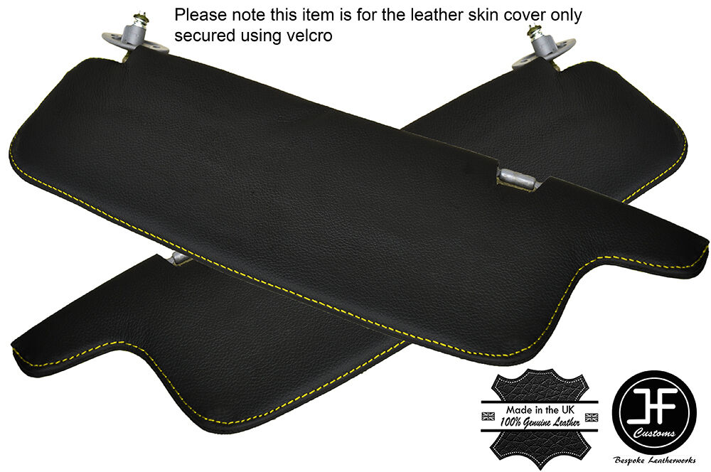 YELLOW STITCH 2X SUN VISORS LEATHER COVERS FITS TOYOTA HILUX 4 RUNNER 1997-2004