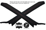 RED STITCHING 2X A POST PILLAR LEATHER COVERS FITS FORD MONDEO MK3 2001-2006