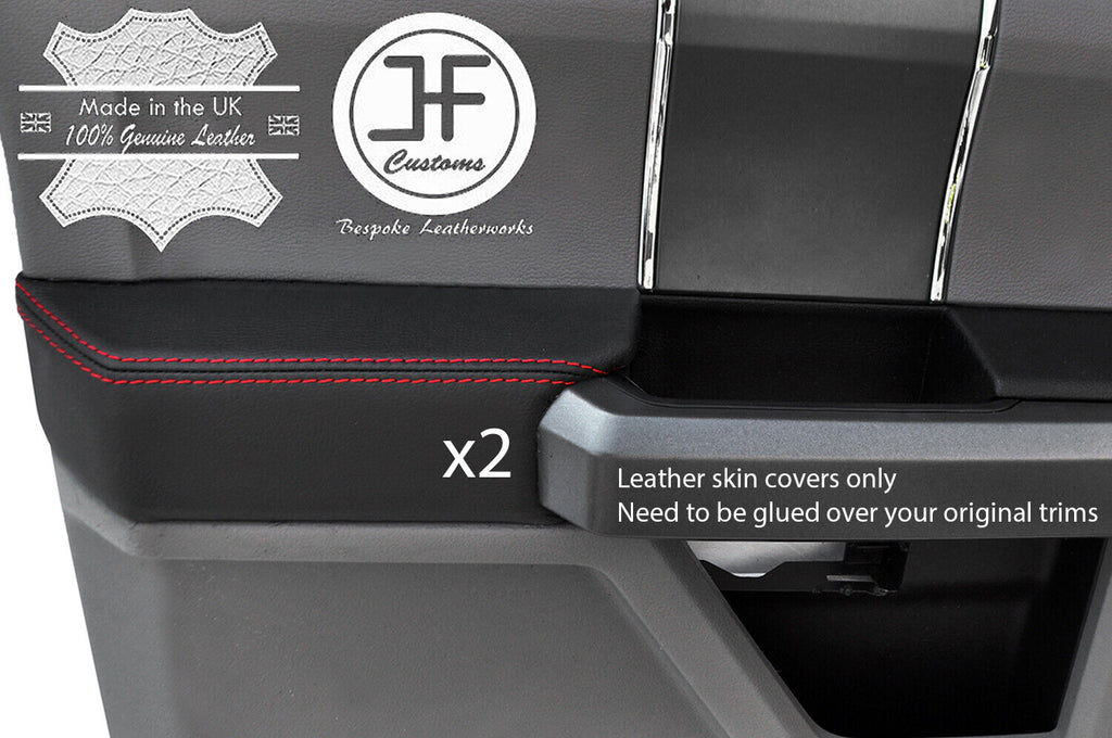 RED STITCH 2X REAR DOOR CARD TRIM LEATHER COVER FOR FORD F-150 F150 15-19