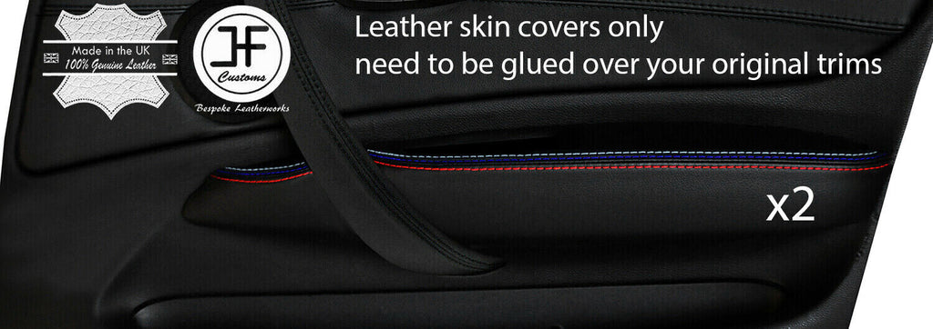 TRI STITCH 2X FRONT DOOR ARMREST TRIM LEATHER COVERS FOR BMW 1 E87 2004-2012