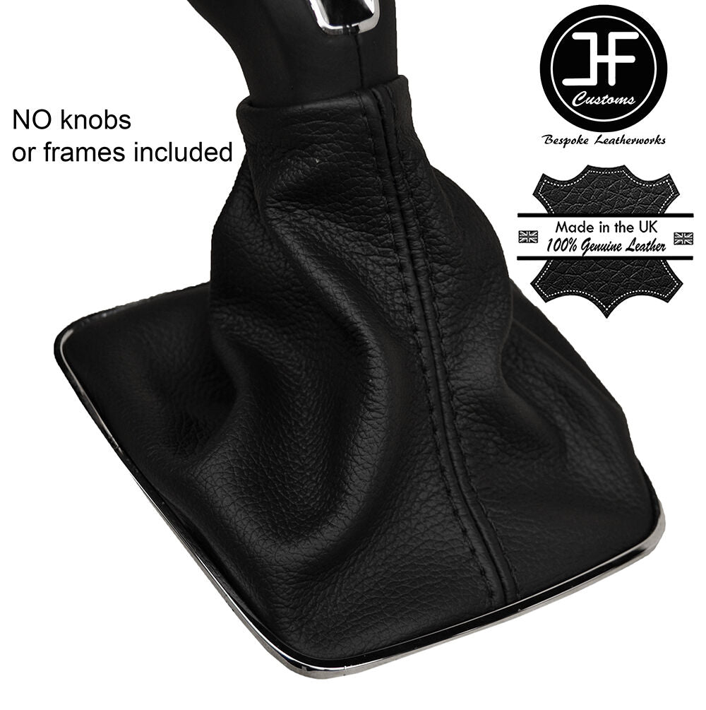 BLACK STITCHING MANUAL LEATHER GEAR GAITER FITS SEAT IBIZA FR 2013-2016