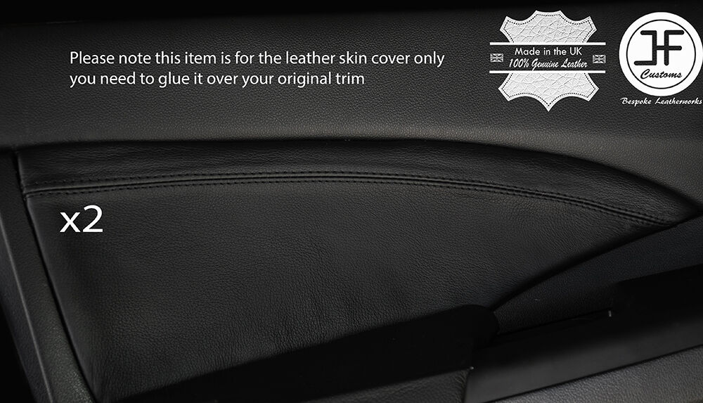 BLACK STITCHING 2X FRONT DOOR CARD TRIM LEATHER COVERS FITS HONDA CRV 2012-2016