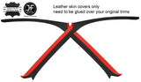 BLACK & RED 2 TONE 2X A PILLAR REAL LEATHER COVERS FITS HONDA CRX 1988-1992