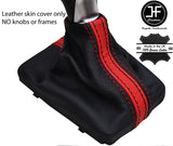 BLACK & RED STRIPE REAL LEATHER MANUAL GEAR GAITER FITS AUDI A4 B9 2015-2018
