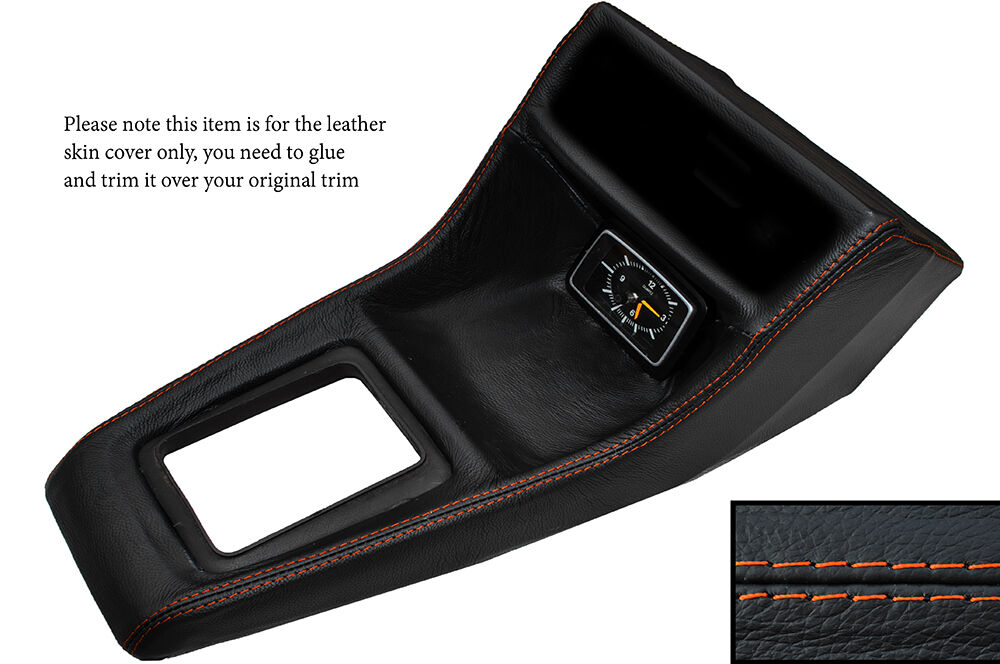 ORANGE STITCH CONSOLE GEAR SURROUND SKIN COVERS FITS FORD ESCORT MK2 GHIA