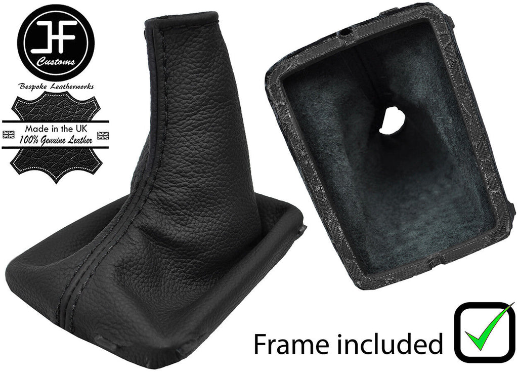 BLACK STITCH LEATHER GEAR GAITER + PLASTIC FRAME FITS VOLVO V70 XC70 2007-2015