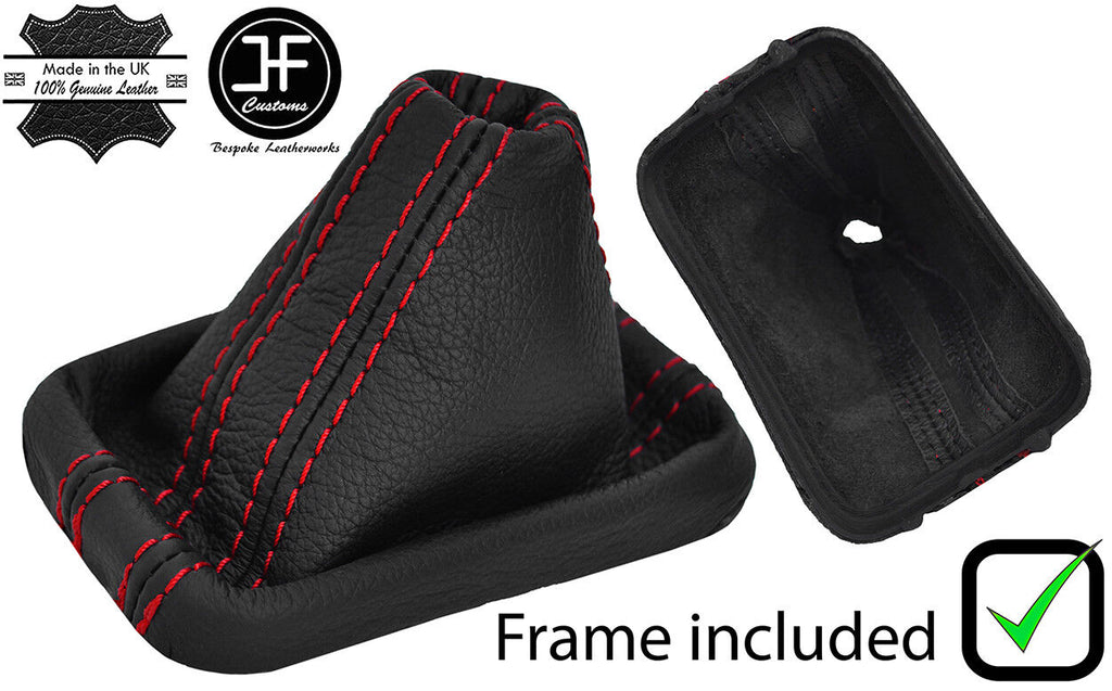 RED STITCH LEATHER DSG AUTOMATIC GAITER+PLASTIC FRAME FITS VW TIGUAN 07-10