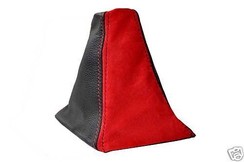 FITS MG MGF 95-00 GEAR GAITER LEATHER & PU SUEDE BLACK&RED CUSTOM NEW MADE IN UK