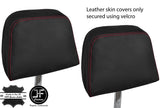 RED STITCHING 2X FRONT HEADREST REAL LEATHER COVERS FITS ROVER SD1 CUSTOM NEW