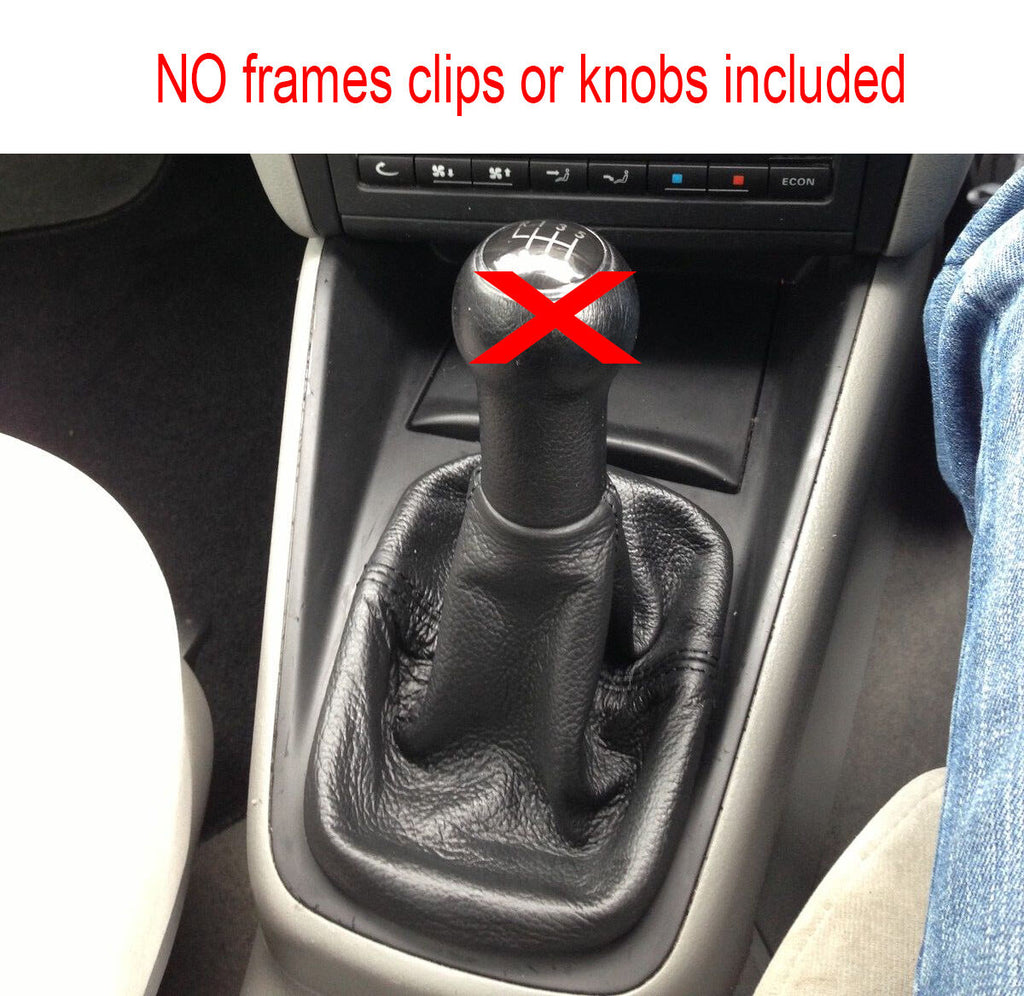 FITS VW GOLF 4 Mk4 IV BORA JETTA BLACK LEATHER GEAR GAITER BLACK STITCH