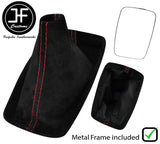 RED STITCH SUEDE GEAR GAITER WITH METAL FRAME FITS HONDA PRELUDE 1987-1991