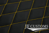 YELLOW DIAMOND STITCH VINYL 2X TAILORED FLOOR MAT CARPETS FOR DEFENDER 90 110