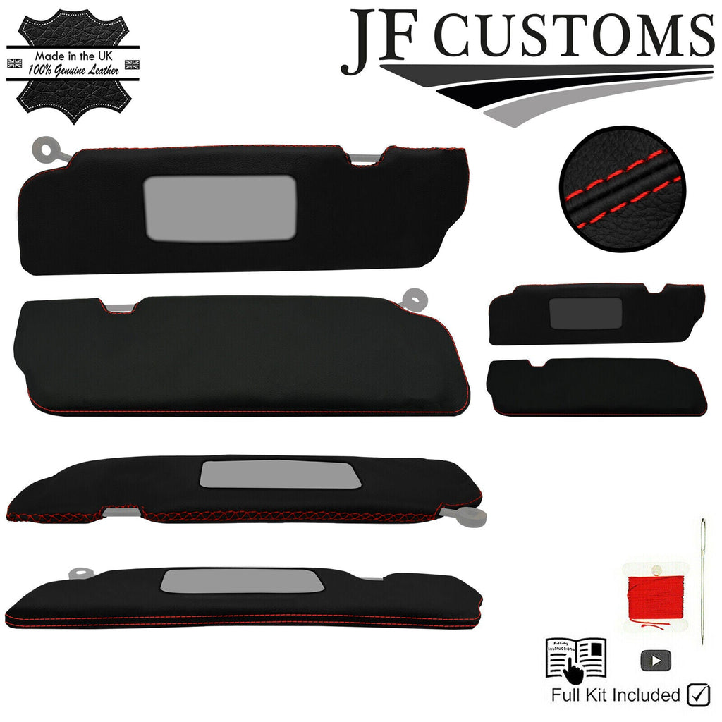 RED CROSS STITCH ITALIAN LEATHER 2X SUN VISOR COVERS FOR TRIUMPH TR7 76-82