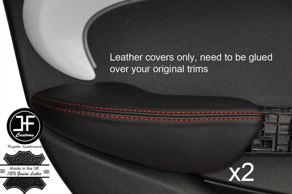 RED STITCH 2X REAR DOOR ARMREST LEATHER COVERS FITS BMW MINI COOPER F55 14-17