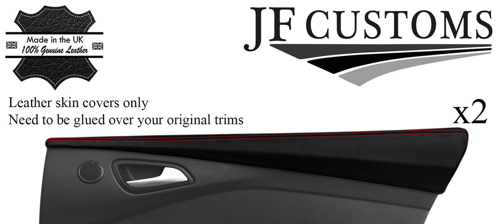 RED STITCH LEATHER  2X REAR DOOR CAPPING COVERS FOR FORD FOCUS MK3 11-14 5DR JF1