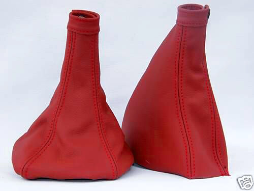 FITS ALFA ROMEO 156 1998-2002 GEAR+HANDBRAKE GAITER RED LEATHER DOUBLE STITCH